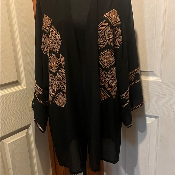 Lush Sweaters - Lush Black and Tan Cardigan sheerwith Timeless Elegance